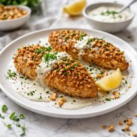 Cashew Encrusted Chicken with Buttermilk and Chive Cream