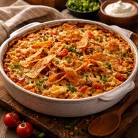 Casserole Quiche with Crisp Fried Tortilla Pieces