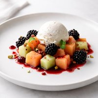Cassis Splashed Melon with French Vanilla Ice Cream Blackb