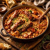 Cassoulet with Bacon Andouille and Country Ribs