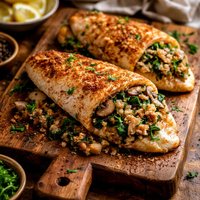 Catfish with Mushroom and Spinach Stuffing