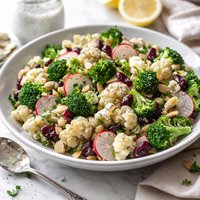 Cauliflower and Broccoli Salad with Poppy Seed Dressing
