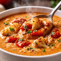 Cauliflower and Roasted Red Bell Pepper Soup