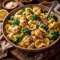 Cauliflower Broccoli Pasta Medley with Mustard Sauce