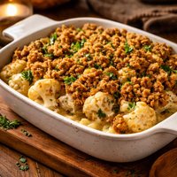 Cauliflower Casserole with Stuffing Topping