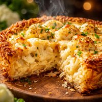 Cauliflower Cheese Pie with Grated Potato Crust