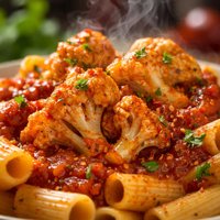 Cauliflower in Red Sauce Over Pasta