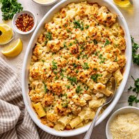 Cauliflower Pasta and Cheese Gratin