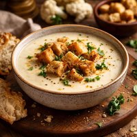 Cauliflower Soup with Croutons