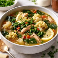 Cauliflower Swiss Chard and Chicken Soup