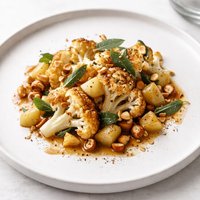 Cauliflower with Brown Butter Sage Pear and Hazelnut