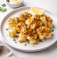 Cauliflower with Lemon Mayonnaise Cheddar Crust