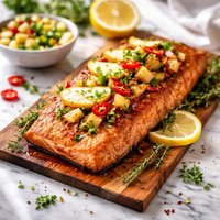 Cedar Plank Spicy Apple Grilled Salmon
