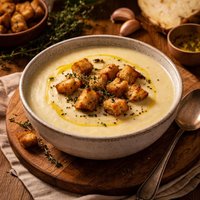 Celery Root Bisque with Thyme Croutons