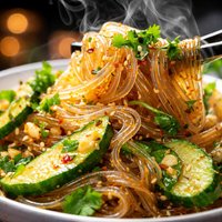 Cellophane Noodles with Garlic Cucumbers and Cilantro Ww