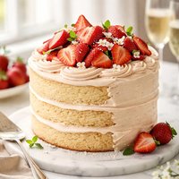 Champagne Cake with Fresh Strawberries