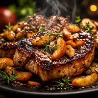 Charred Bourbon Apple Pork Chops