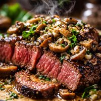 Charred Steak with Mushroom Vinaigrette