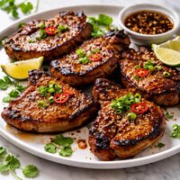 Charred Thin Asian Pork Chops