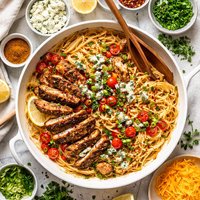 Cheddar and Blue Cheese Cajun Noodles