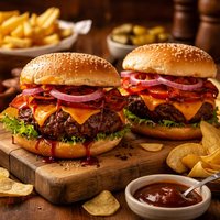 Cheddar Barbecued Burgers