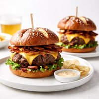 Cheddar Cheese Pretzel Beer Beef Hamburgers