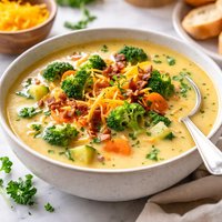 Cheddar Cheese Soup with Zucchini Broccoli and Carrots