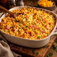 Cheddar Macaroni and Ham Casserole
