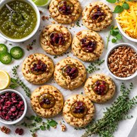 Cheddar Pecan Thumbprints with Jalapeno Jelly and Cranberries