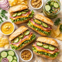 Cheddar Sandwiches with Quick Pickles and Honey Mustard