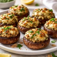 Cheese and Pesto Stuffed Mushrooms