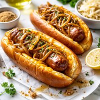 Cheese Brats with Caramelized Onions