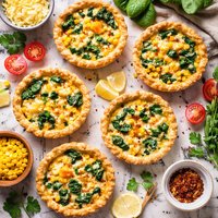 Cheese Corn and Spinach Quiches