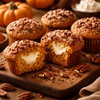 Cheese Filled Pumpkin Pecan Muffins