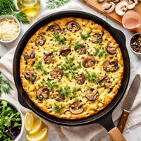 Cheese Frittata with Mushrooms and Dill