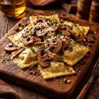Cheese Ravioli with Portabella Mushroom Sauce