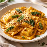 Cheese Ravioli with Pumpkin Sauce