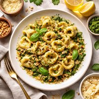 Cheese Tortellini with Nutty Herb Sauce