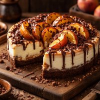 Cheesecake with Peaches and Chocolate