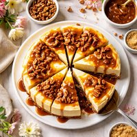 Cheesecake with Praline Sauce