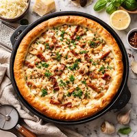 Cheesy Alfredo Deep Dish Pizza