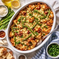 Cheesy Asparagus Bread Pudding
