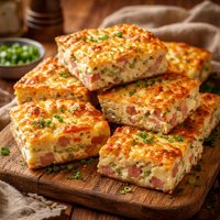Cheesy Baked Ham Omelet Squares