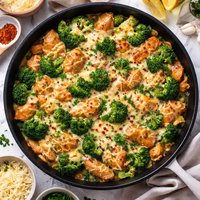 Cheesy Broccoli and Chicken Skillet Dinner