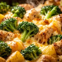 Cheesy Broccoli Chicken and Potato Bake