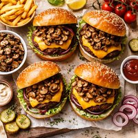 Cheesy Burgers with Sauteed Mushrooms