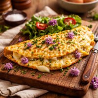 Cheesy Chive Blossom Omelet