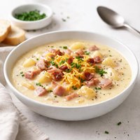 Cheesy Creamy Potato and Ham Chowder