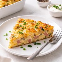 Cheesy Egg Potato and Ham Frittata Brunch Casserole