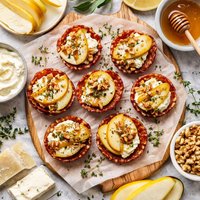 Cheesy Goats Pancetta Crisps with Goat Cheese Pear